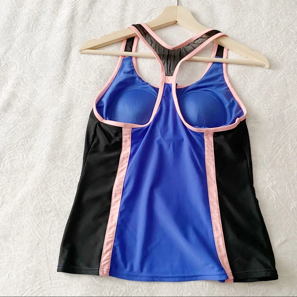 Pink Black and Blue Swimsuit / Fitness Top